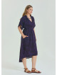 V Neck Pleated Detail Purple Summer Plus Size Dress 4605